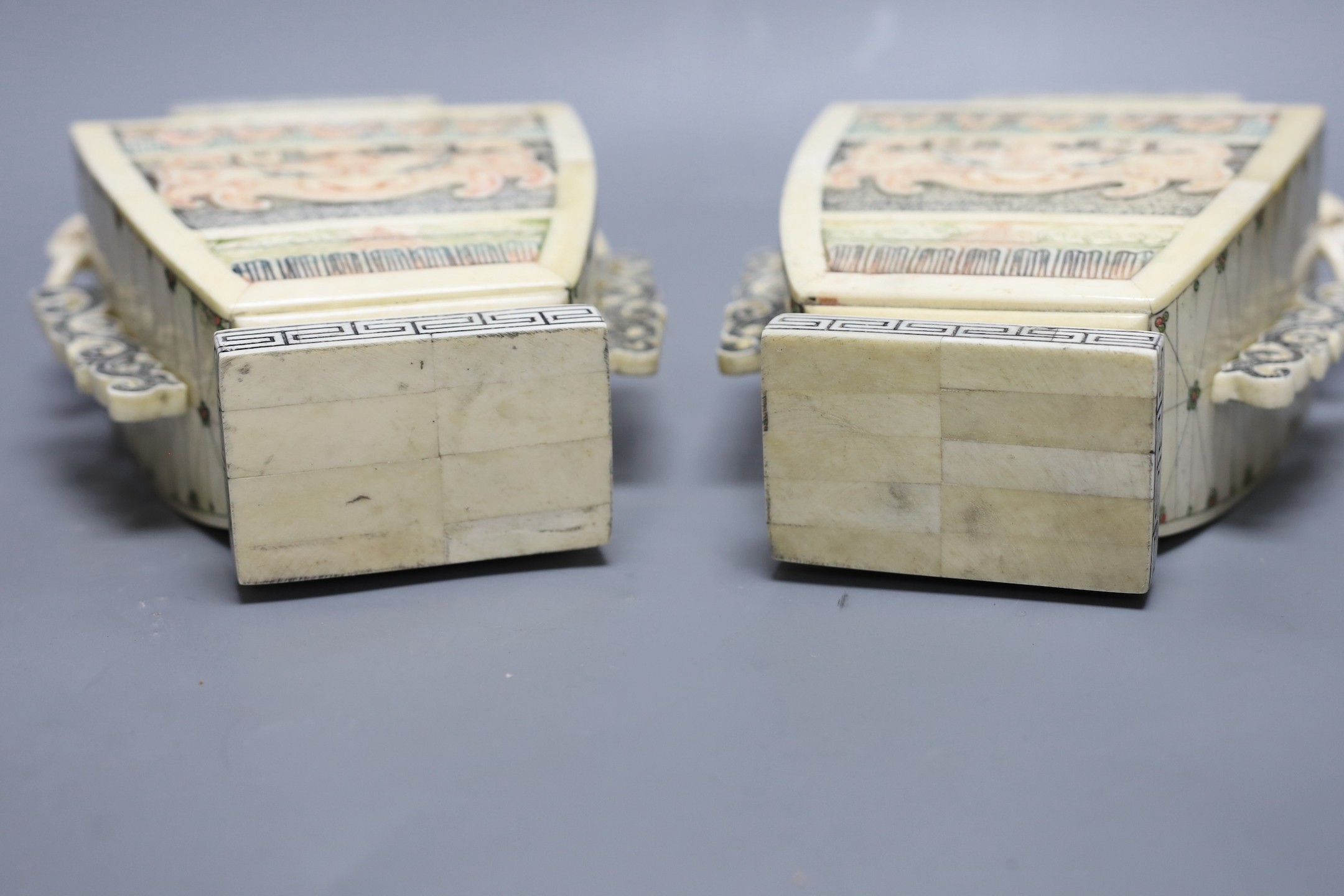 A pair of Chinese bone veneered vases, 37cm high